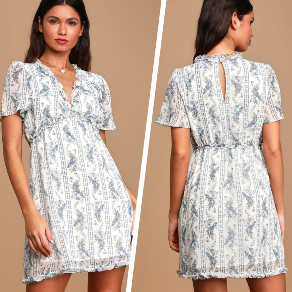 Lulu's Floral Print Ruffled Mini Dress